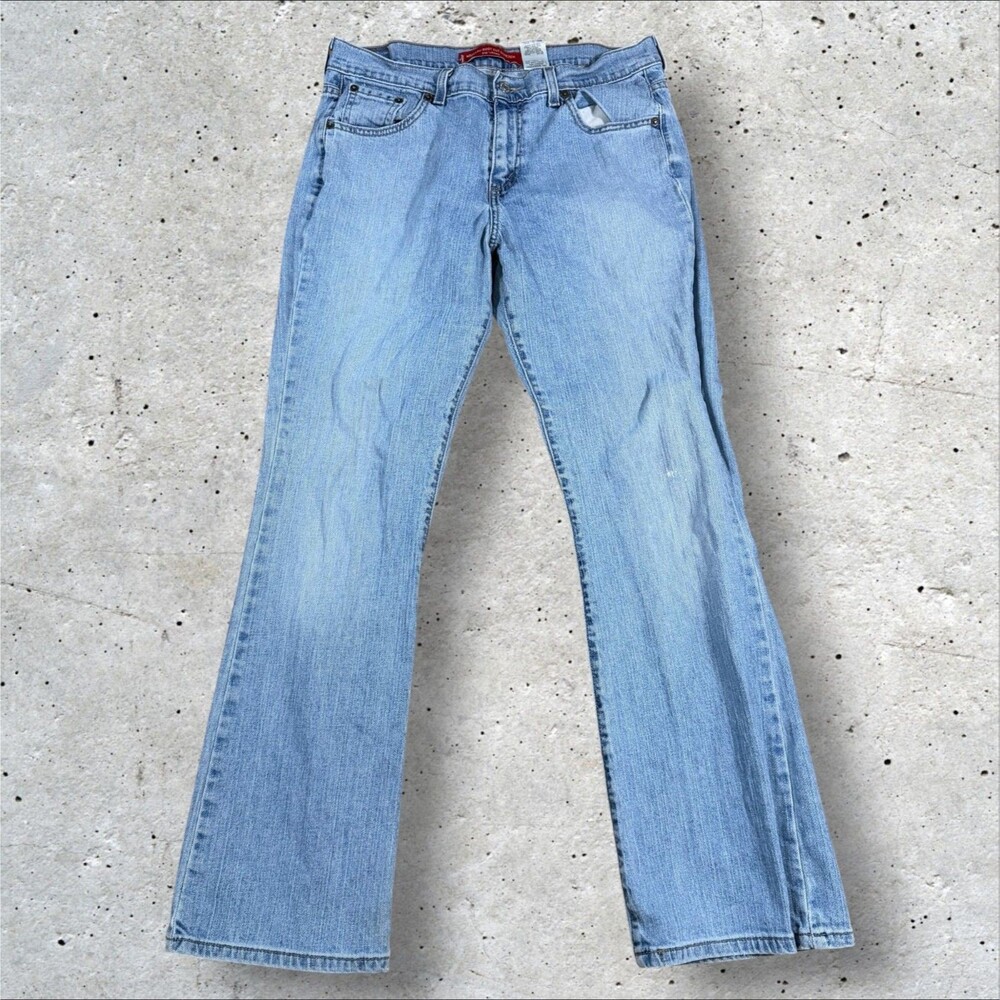 Levis 515 Nouveau Bootcut Jeans Womens 12M Stretch Light Wash Denim Flare Pants - Picture 2 of 8
